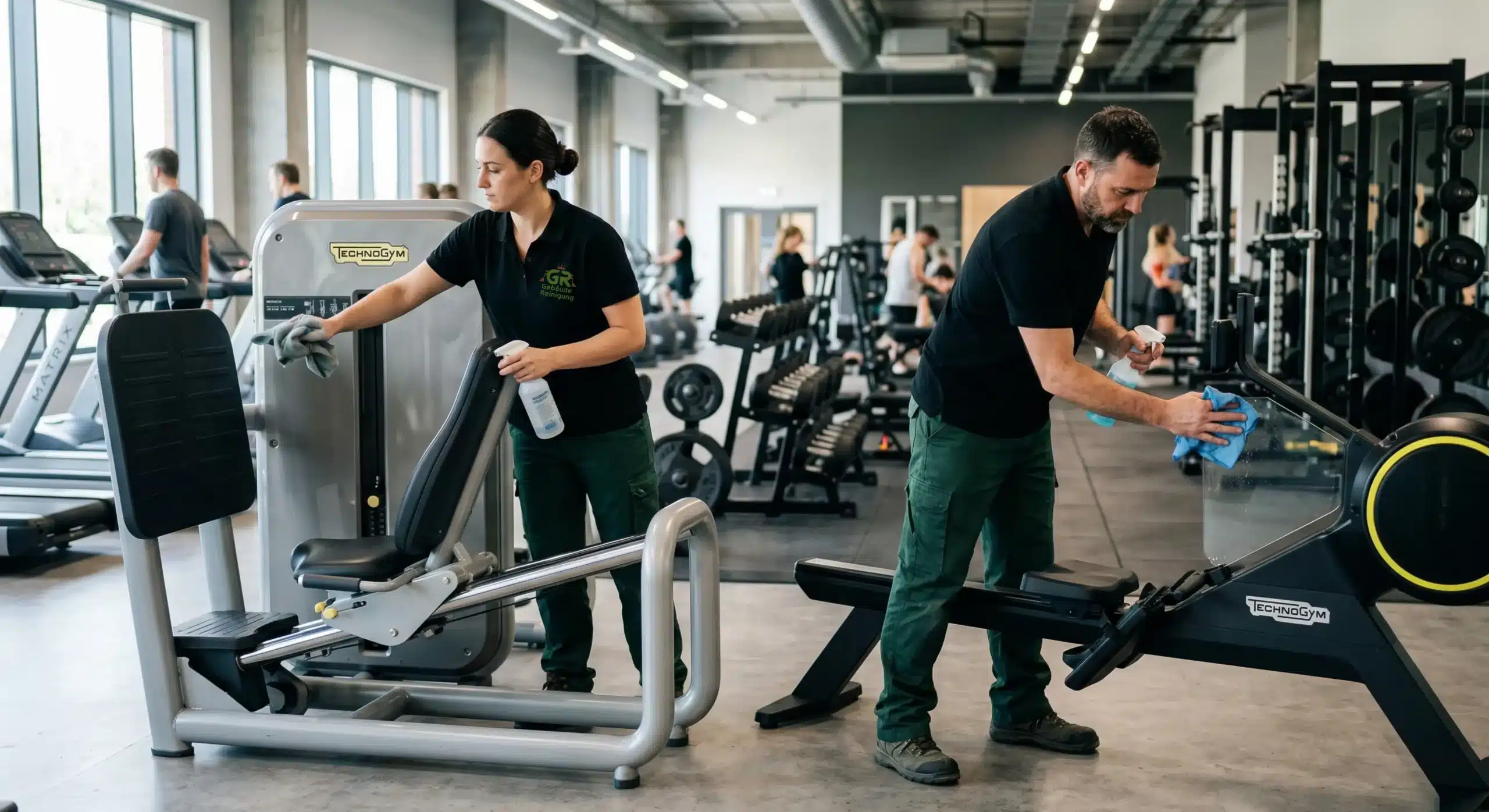 Professionelle Fitnessstudio-Reinigung für Trainingsflächen, Geräte, Umkleiden und Sanitärbereiche