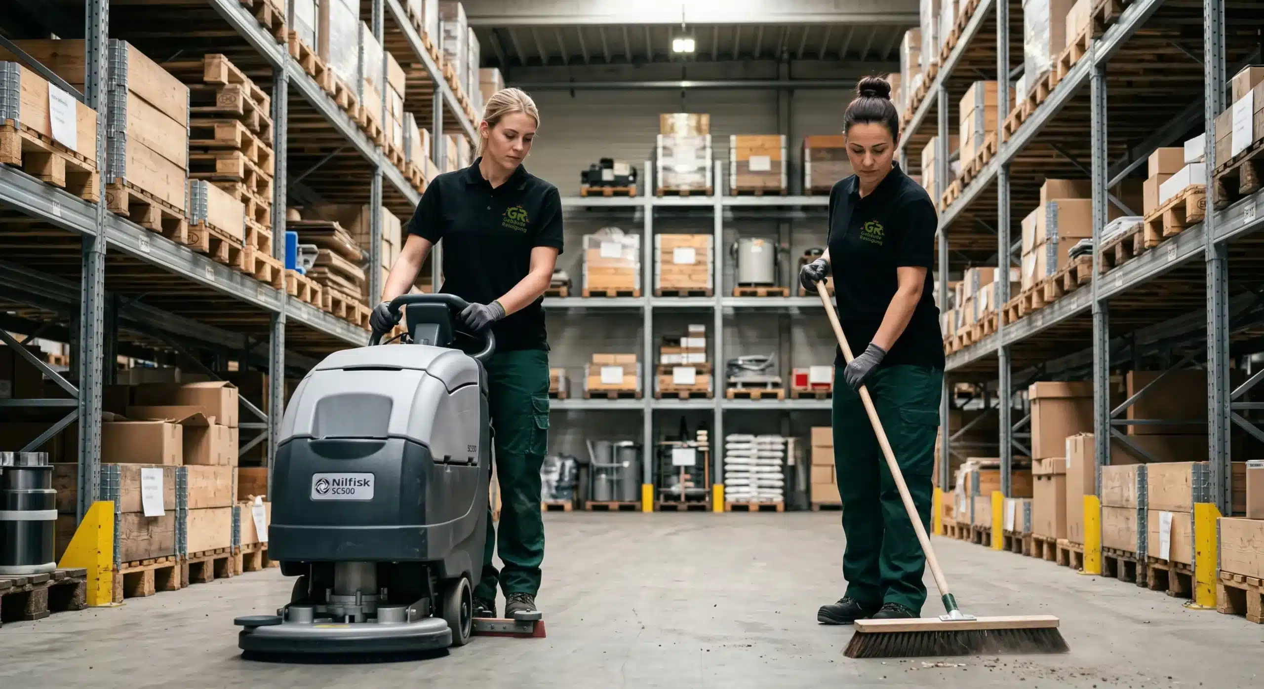 Professionelle Lagerreinigung für Lagerhallen, Logistikflächen, Verkehrswege und gewerbliche Lagerbereiche
